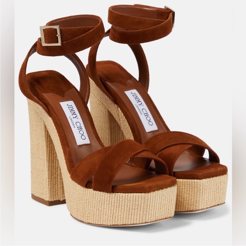 New JIMMY CHOO Gaia 140 suede platform sandals 40 $995